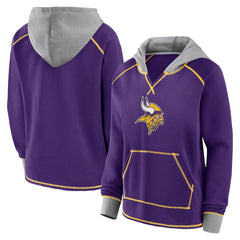 Minnesota Vikings Logo Athletic Women's Boom Fleece Pullover V-Neck Hoodie Purple | NFL