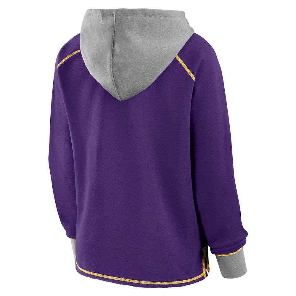 Minnesota Vikings Logo Athletic Women's Boom Fleece Pullover V-Neck Hoodie Purple | NFL