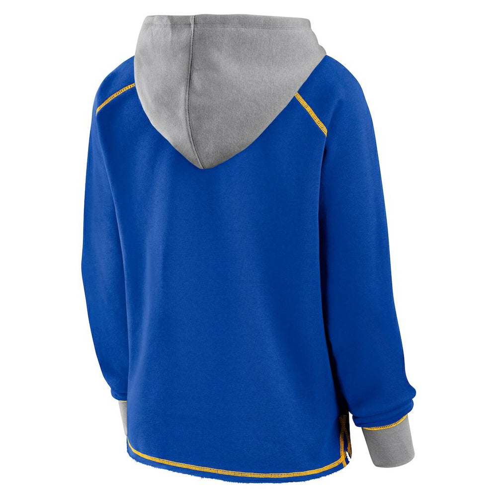 Los Angeles Rams Logo Athletic Women's Boom Fleece Pullover V-Neck Hoodie Royal | NFL