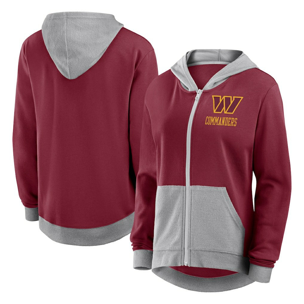 Washington Commanders Logo Athletic Women's Hit It French Terry Full-Zip Hoodie Burgundy | NFL