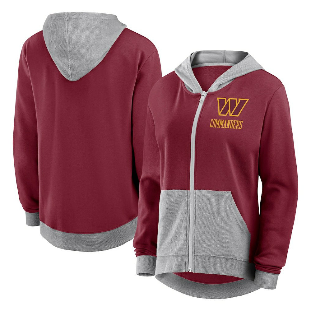 Washington Commanders Logo Athletic Women's Hit It French Terry Full-Zip Hoodie Burgundy | NFL