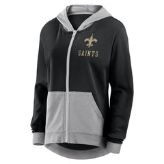 New Orleans Saints Logo Athletic Women's Hit It French Terry Full-Zip Hoodie Black | NFL