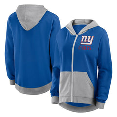 New York Giants Logo Athletic Women's Hit It French Terry Full-Zip Hoodie Royal | NFL