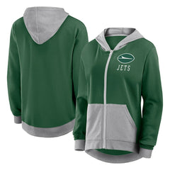 New York Jets Logo Athletic Women's Hit It French Terry Full-Zip Hoodie Green | NFL