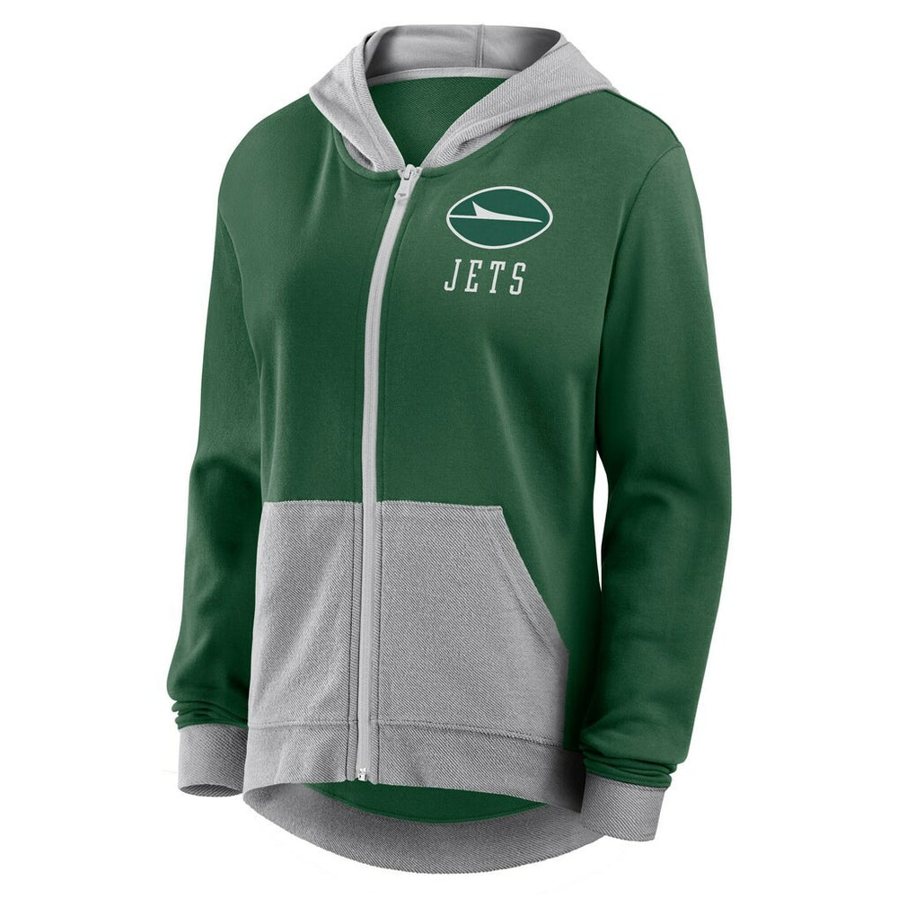 New York Jets Logo Athletic Women's Hit It French Terry Full-Zip Hoodie Green | NFL