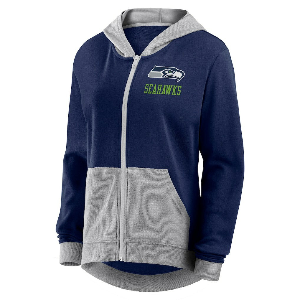 Seattle Seahawks Logo Athletic Women's Hit It French Terry Full-Zip Hoodie College Navy | NFL