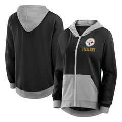 Pittsburgh Steelers Logo Athletic Women's Hit It French Terry Full-Zip Hoodie Black | NFL