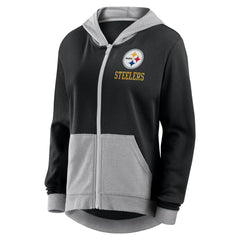 Pittsburgh Steelers Logo Athletic Women's Hit It French Terry Full-Zip Hoodie Black | NFL