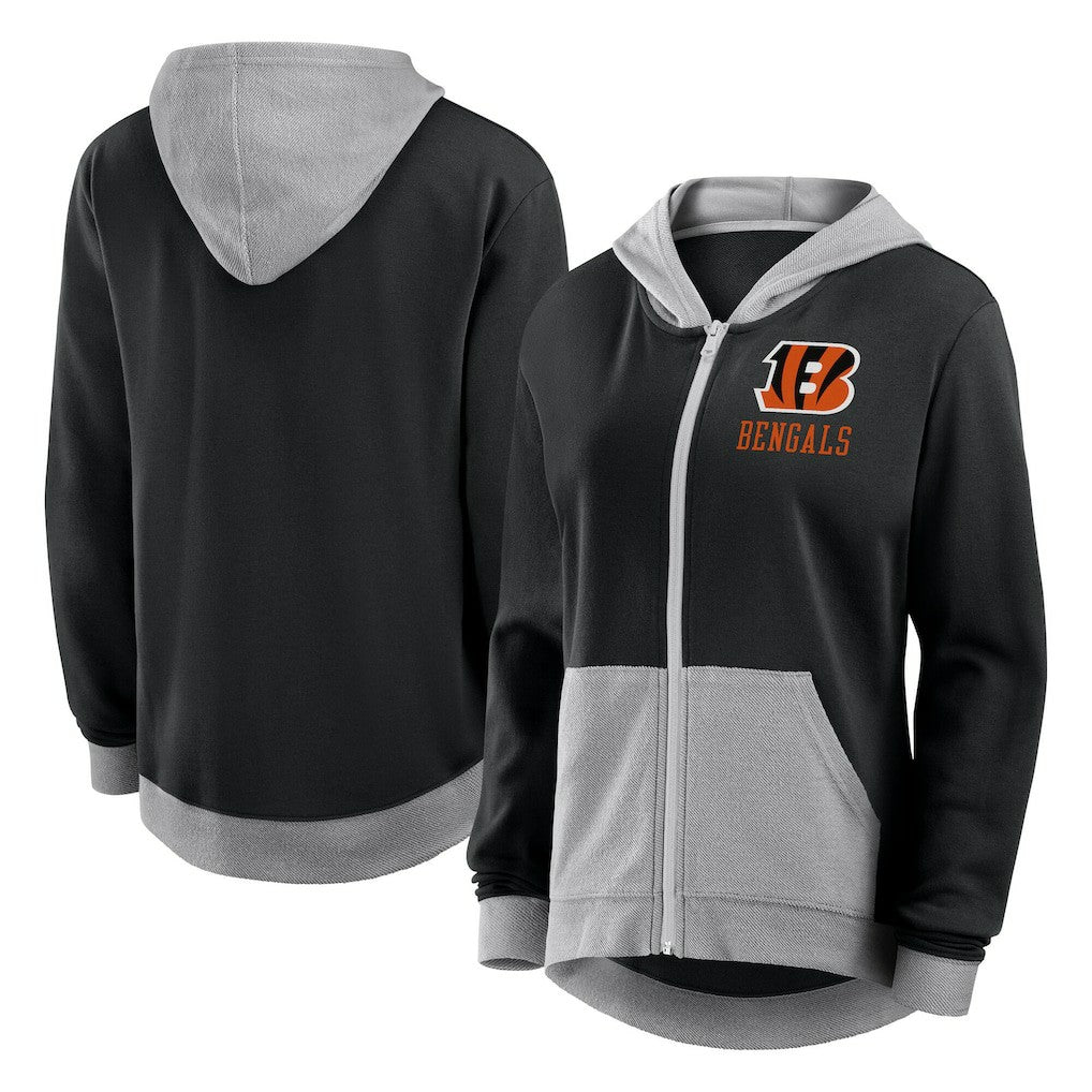 Cincinnati Bengals Logo Athletic Women's Hit It French Terry Full-Zip Hoodie Black | NFL
