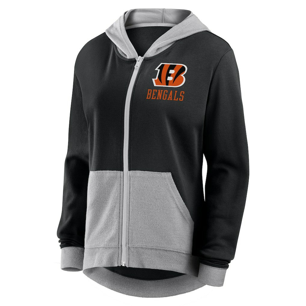 Cincinnati Bengals Logo Athletic Women's Hit It French Terry Full-Zip Hoodie Black | NFL