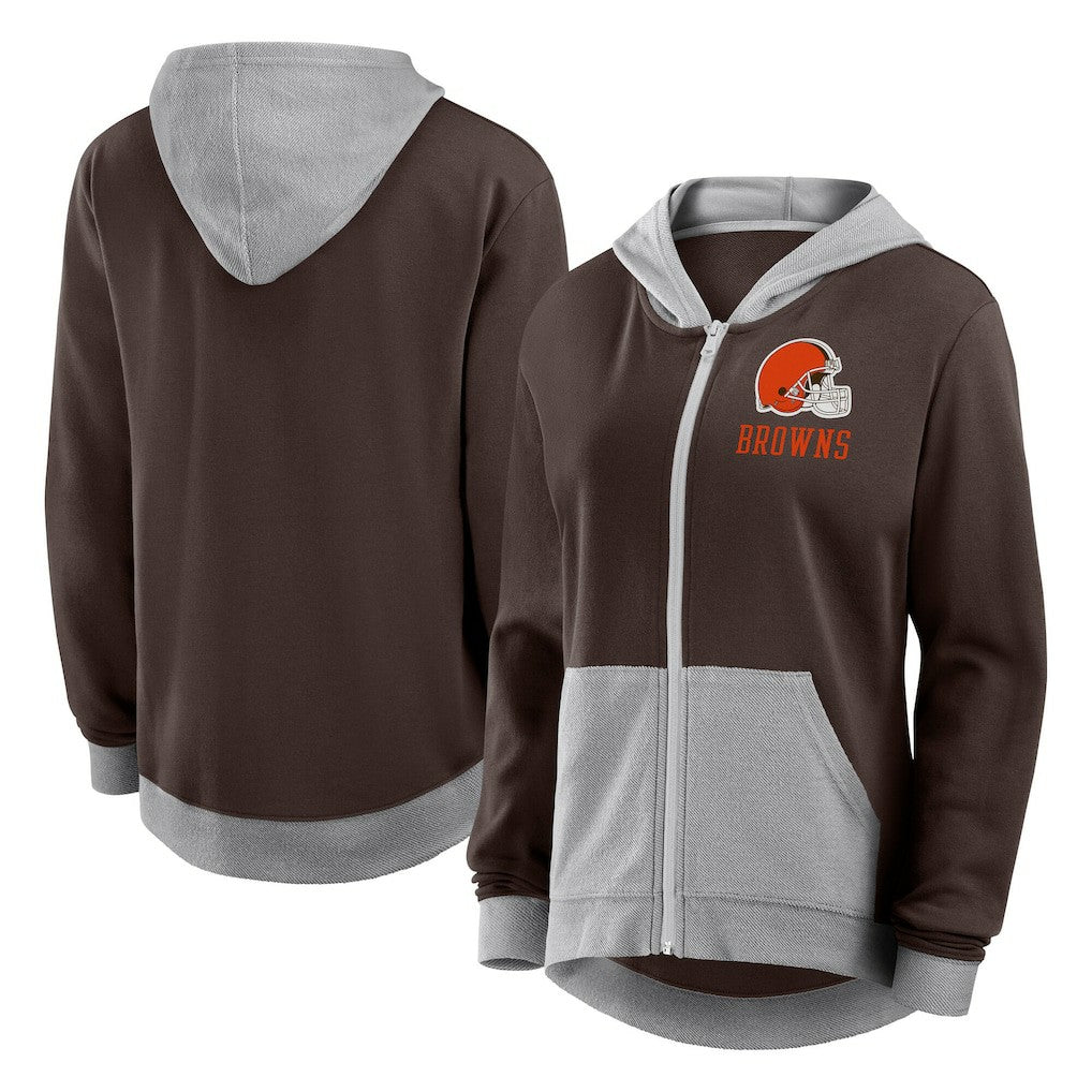 Cleveland Browns Logo Athletic Women's Hit It French Terry Full-Zip Hoodie Brown | NFL