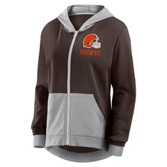 Cleveland Browns Logo Athletic Women's Hit It French Terry Full-Zip Hoodie Brown | NFL