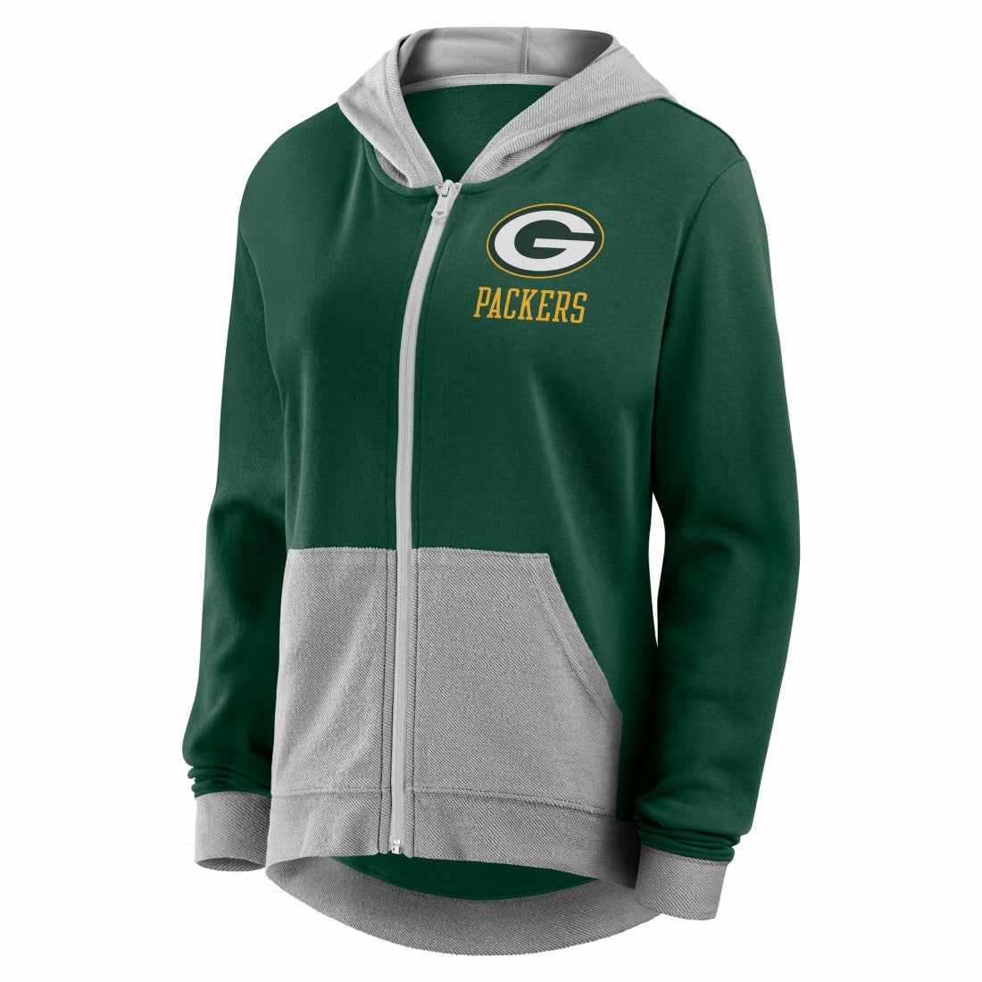 Green Bay Packers Logo Athletic Women's Hit It French Terry Full-Zip Hoodie Green | NFL