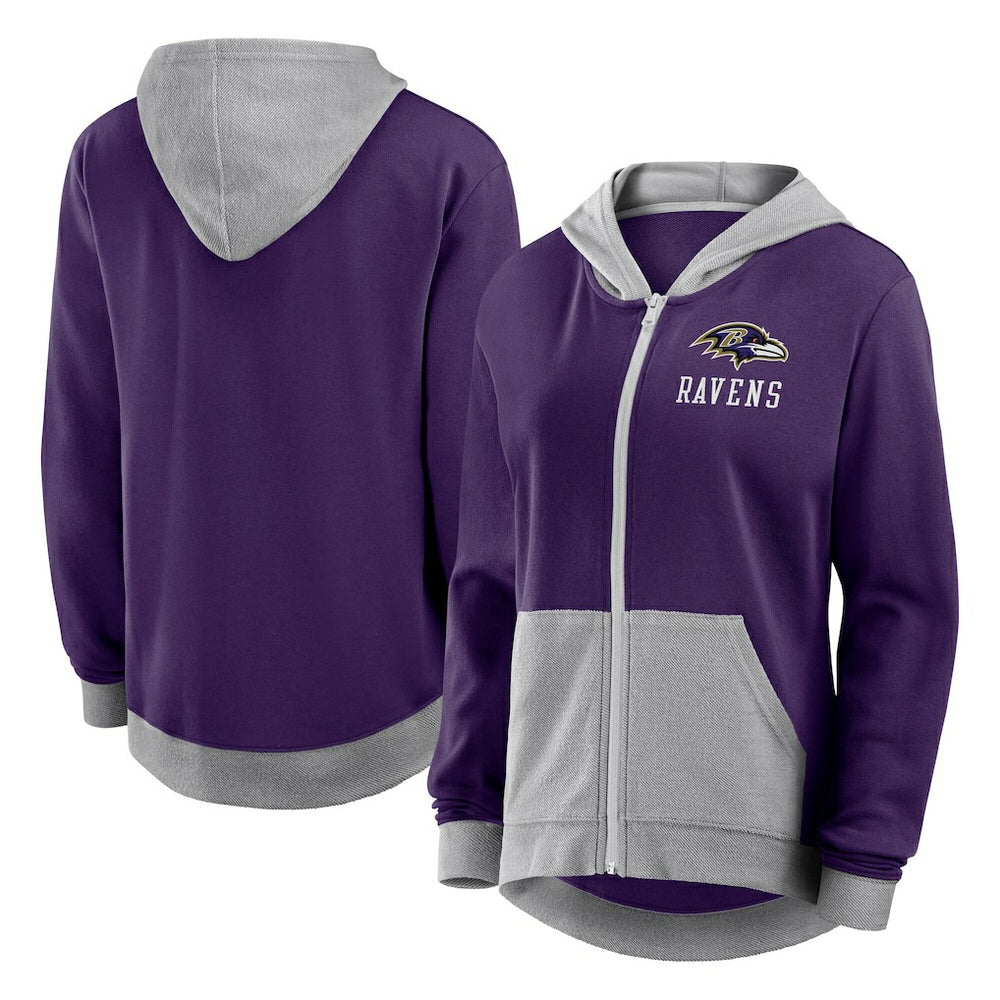 Baltimore Ravens Logo Athletic Women's Hit It French Terry Full-Zip Hoodie Purple | NFL