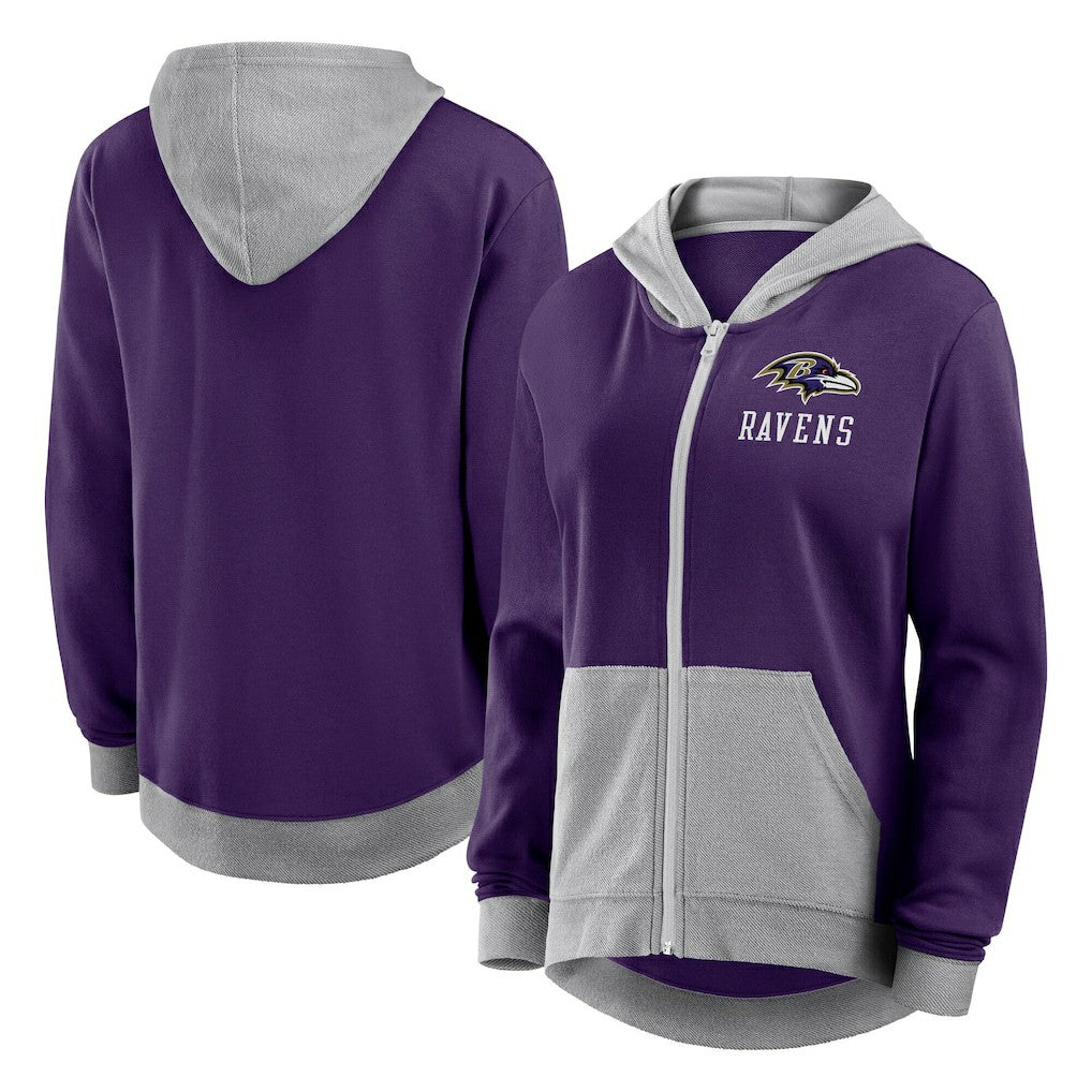 Baltimore Ravens Logo Athletic Women's Hit It French Terry Full-Zip Hoodie Purple | NFL