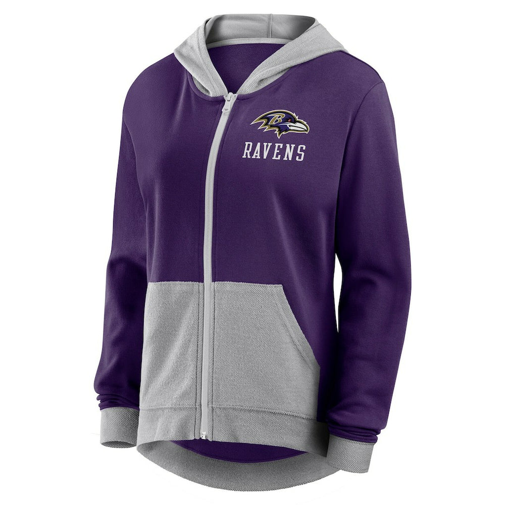 Baltimore Ravens Logo Athletic Women's Hit It French Terry Full-Zip Hoodie Purple | NFL
