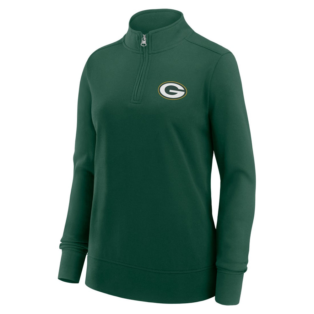 Green Bay Packers Logo Athletic Women's Velocity Quarter-Zip Jacket Green | NFL