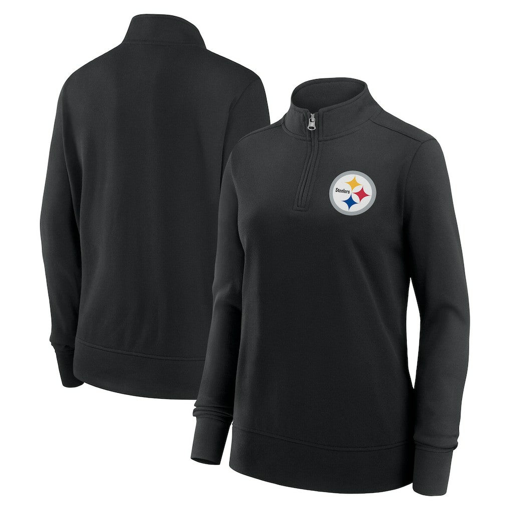 Pittsburgh Steelers Logo Athletic Women's Velocity Quarter-Zip Jacket Black | NFL