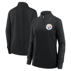 Pittsburgh Steelers Logo Athletic Women's Velocity Quarter-Zip Jacket Black | NFL