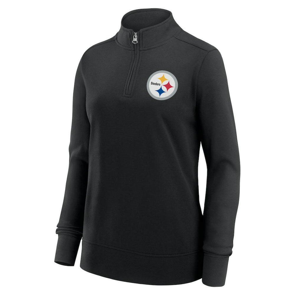Pittsburgh Steelers Logo Athletic Women's Velocity Quarter-Zip Jacket Black | NFL