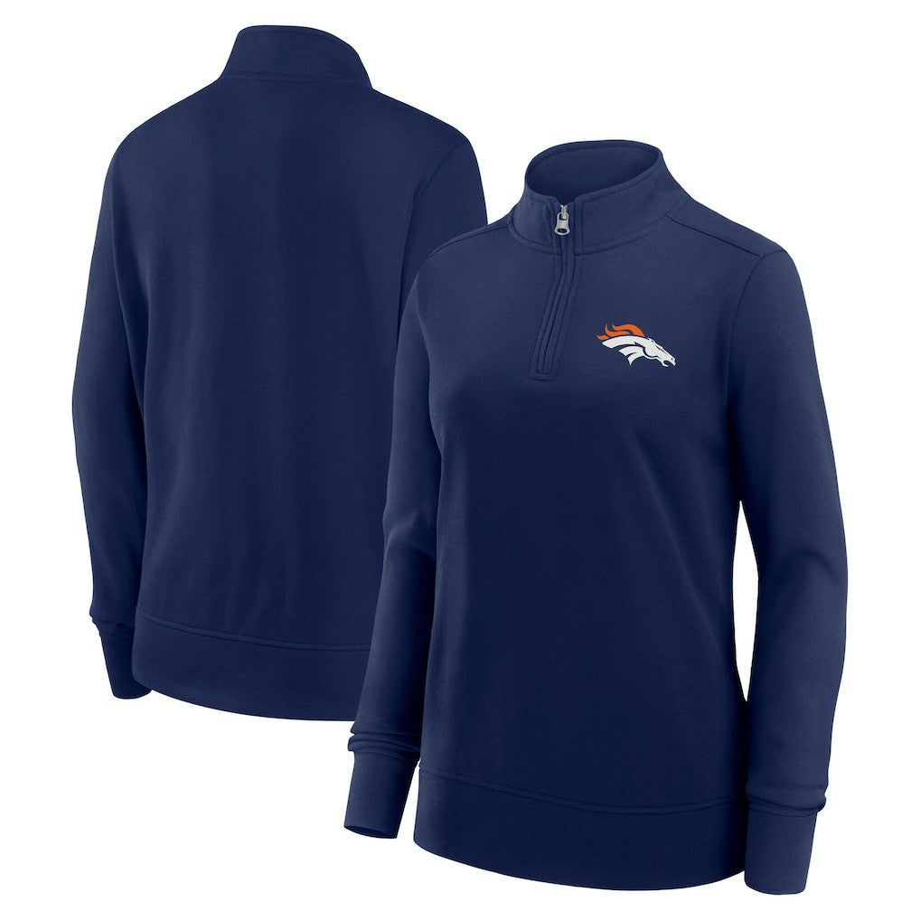 Denver Broncos Logo Athletic Women's Velocity Quarter-Zip Jacket Navy | NFL