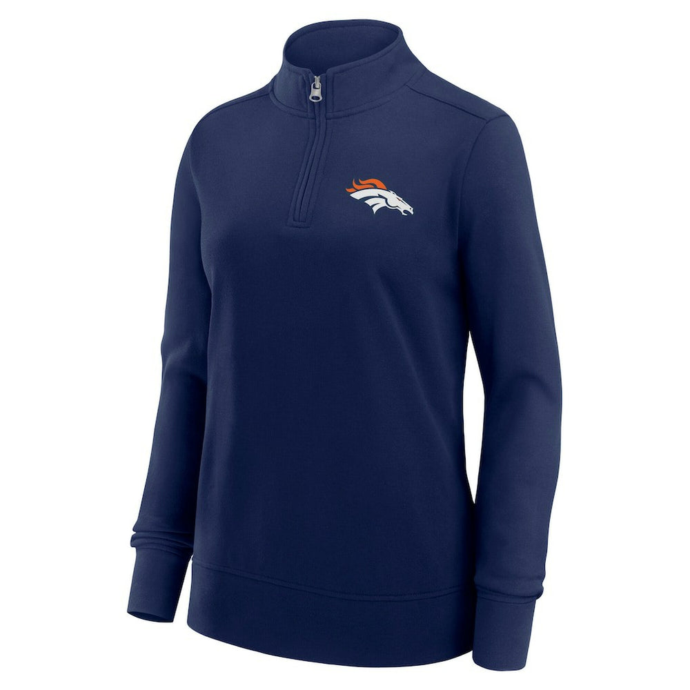 Denver Broncos Logo Athletic Women's Velocity Quarter-Zip Jacket Navy | NFL