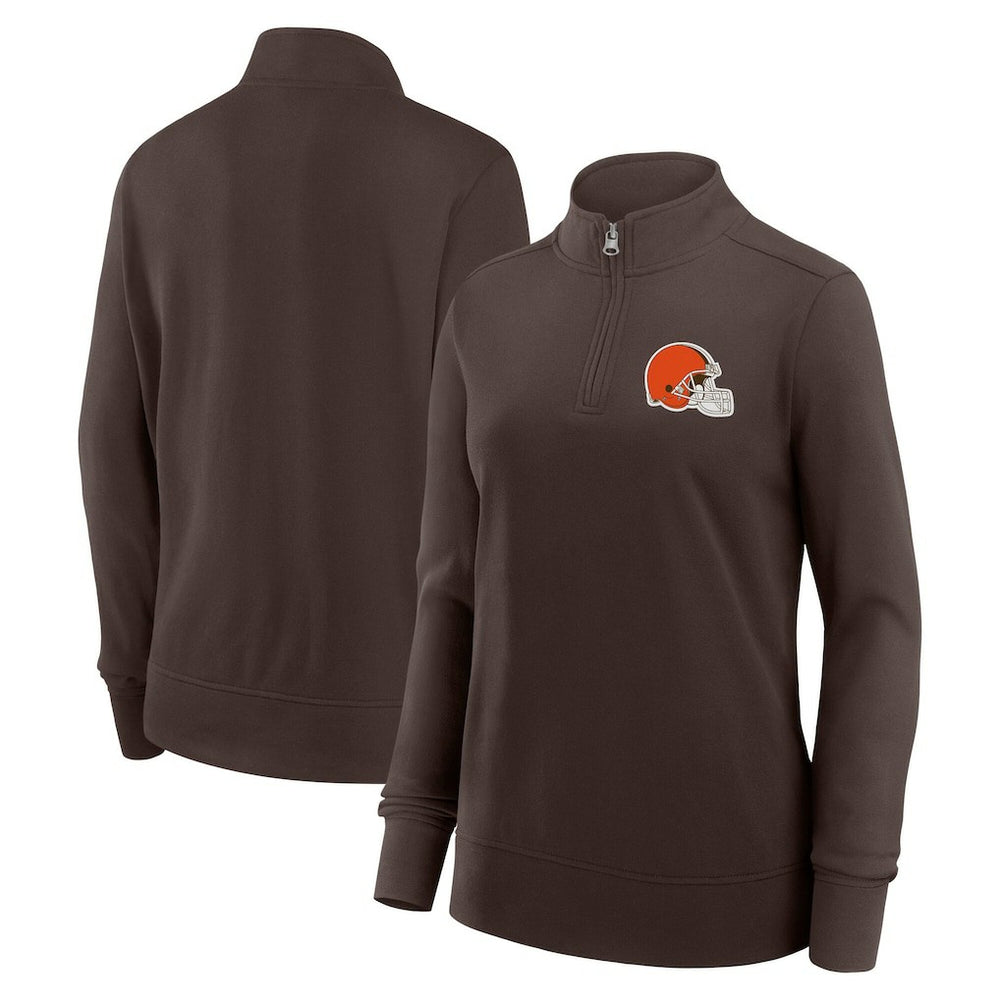 Cleveland Browns Logo Athletic Women's Velocity Quarter-Zip Jacket Brown | NFL