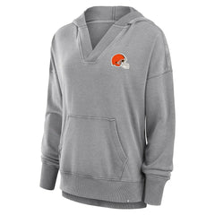 Cleveland Browns Women's Initiative Snow Wash French Terry V-Neck Pullover Hoodie Heather Gray | Fanatics
