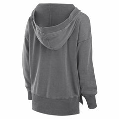 New York Jets Women's Initiative Snow Wash French Terry V-Neck Pullover Hoodie Heather Charcoal | Fanatics