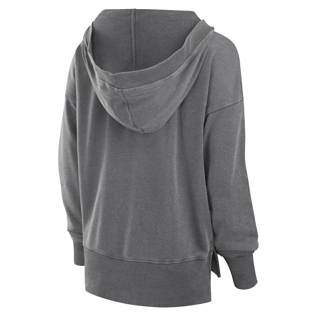 New Orleans Saints Women's Initiative Snow Wash French Terry V-Neck Pullover Hoodie Heather Charcoal | Fanatics