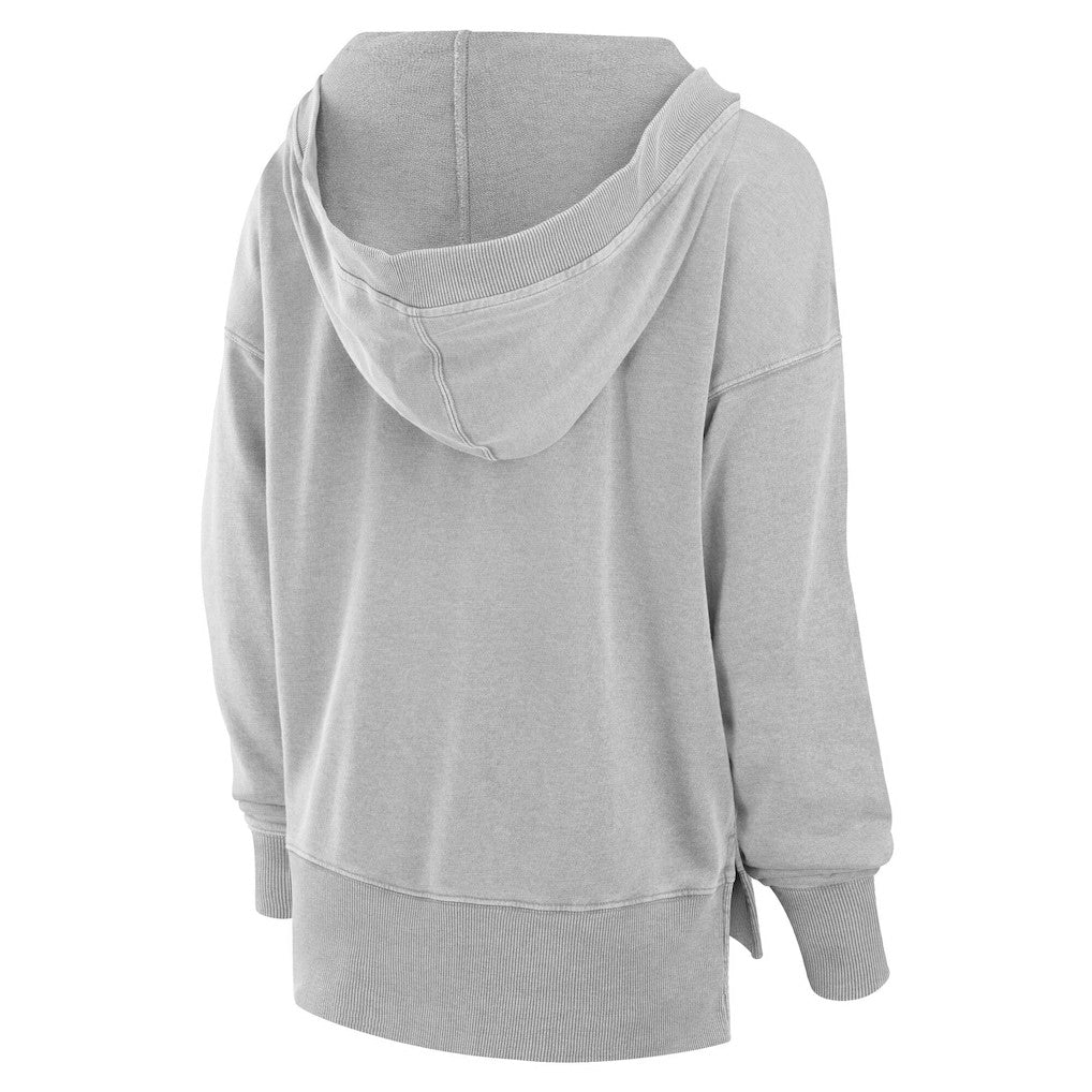 Miami Dolphins Women's Initiative Snow Wash French Terry V-Neck Pullover Hoodie Heather Gray | Fanatics