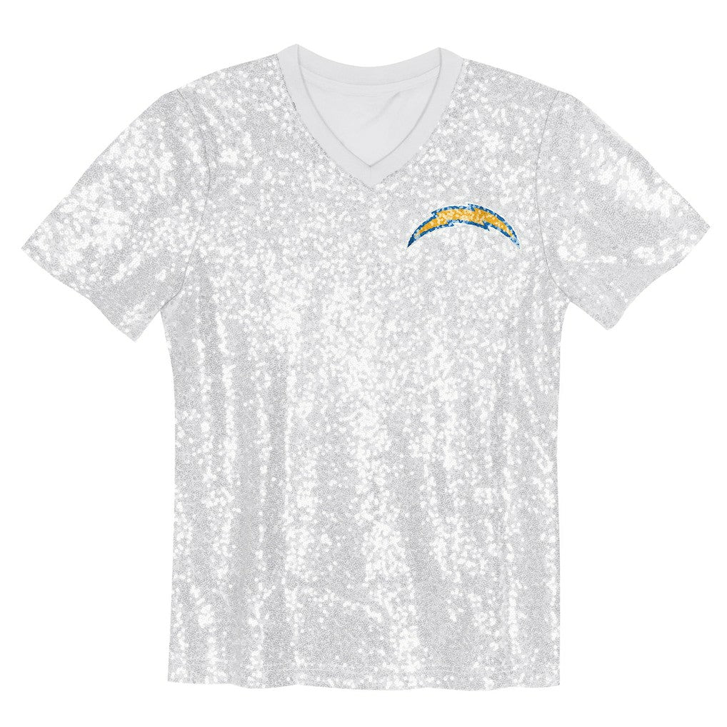 Justin Herbert Los Angeles Chargers Girls Youth Sequin V-Neck Fashion Jersey Powder Blue | NFL