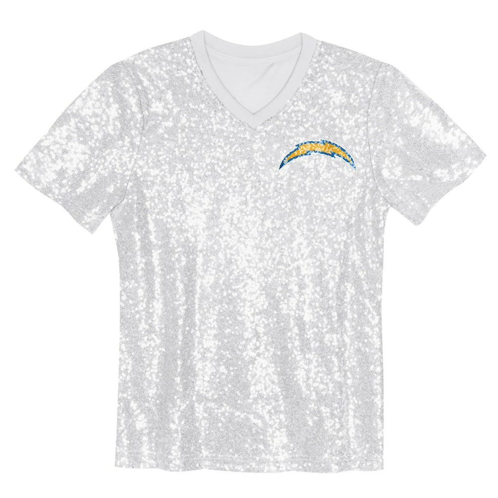 Justin Herbert Los Angeles Chargers Girls Youth Sequin V-Neck Fashion Jersey Powder Blue | NFL