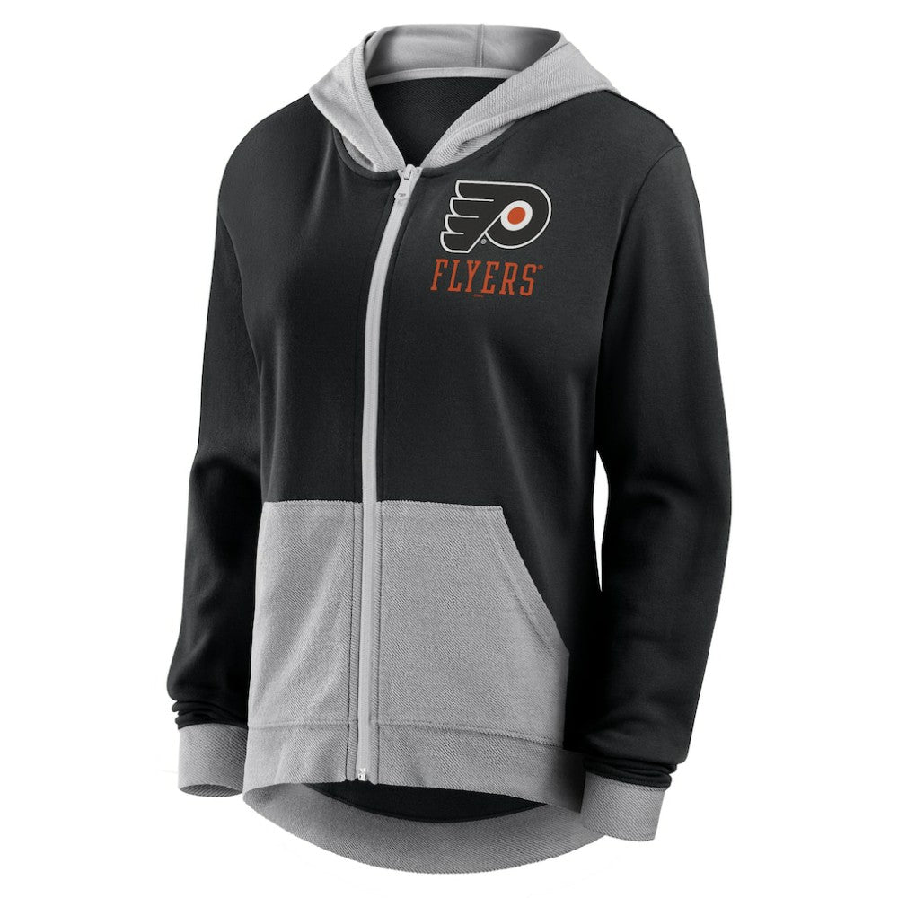 Philadelphia Flyers Logo Athletic Women's Hit It French Terry Full-Zip Hoodie - Black - NHL