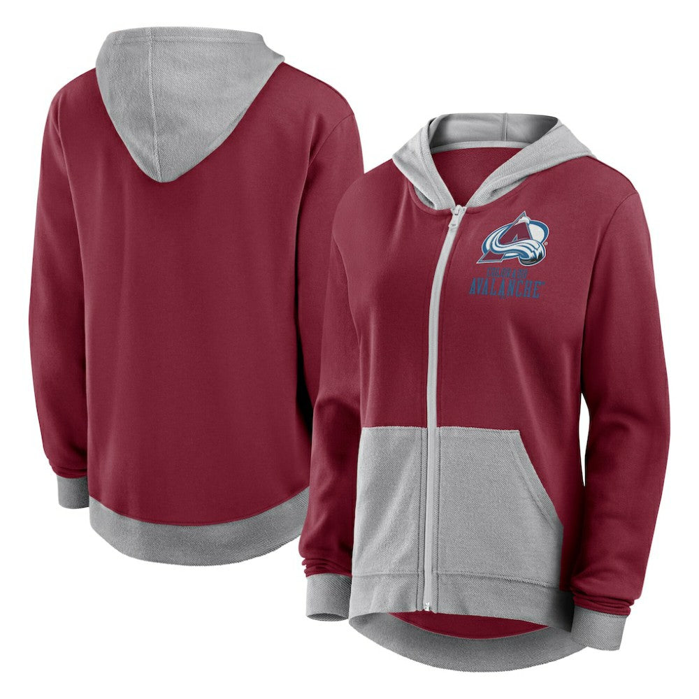Colorado Avalanche Logo Athletic Women's Hit It French Terry Full-Zip Hoodie - Burgundy - NHL