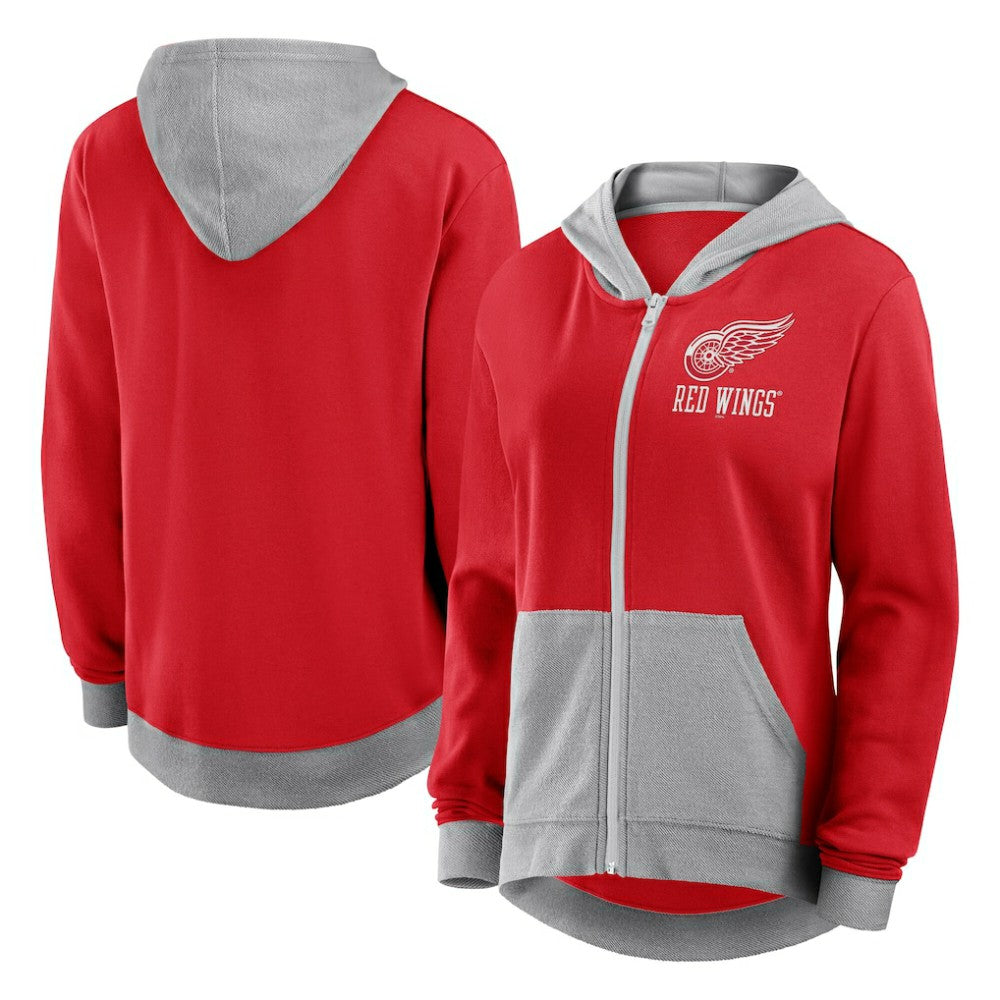 Detroit Red Wings Logo Athletic Women's Hit It French Terry Full-Zip Hoodie - Red - NHL