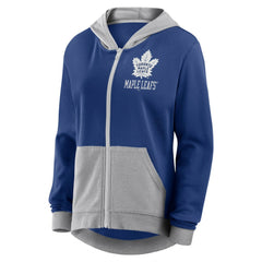 Toronto Maple Leafs Logo Athletic Women's Hit It French Terry Full-Zip Hoodie - Blue - NHL