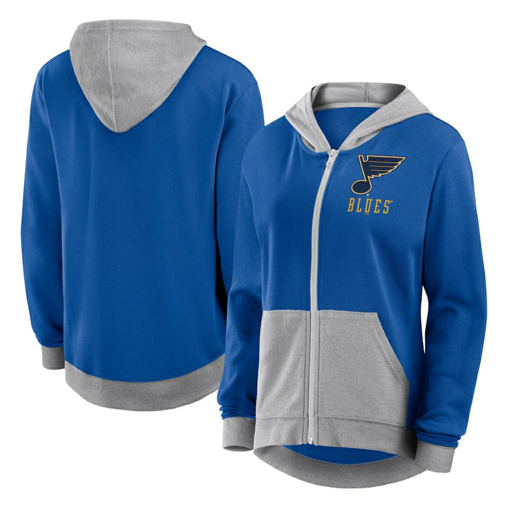 St. Louis Blues Logo Athletic Women's Hit It French Terry Full-Zip Hoodie - Blue - NHL