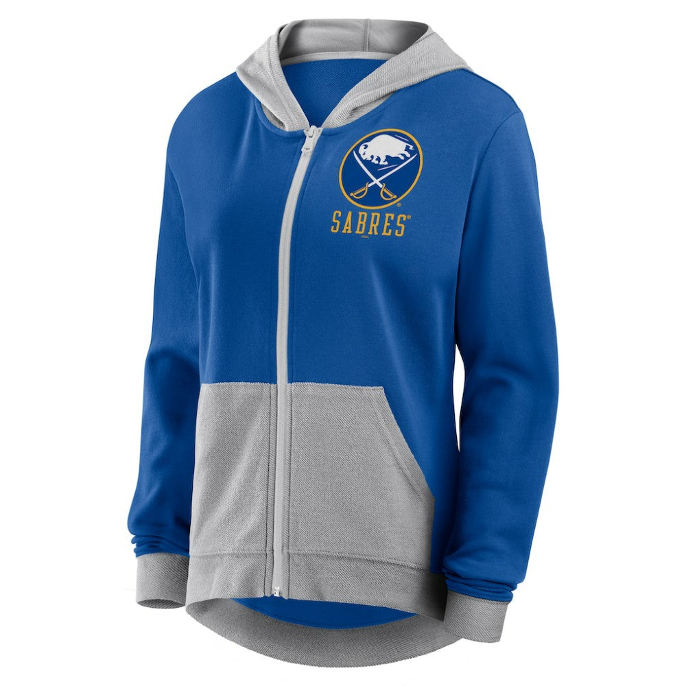 Buffalo Sabres Logo Athletic Women's Hit It French Terry Full-Zip Hoodie - Royal - NHL