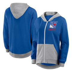 New York Rangers Logo Athletic Women's Hit It French Terry Full-Zip Hoodie - Blue - NHL