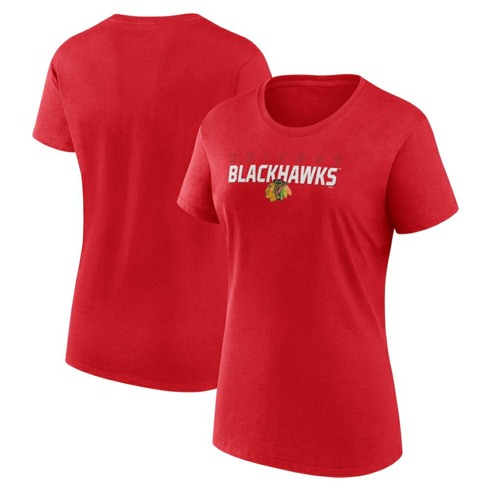 Chicago Blackhawks Logo Athletic Women's Launch Scoop Neck T-Shirt - Red - NHL