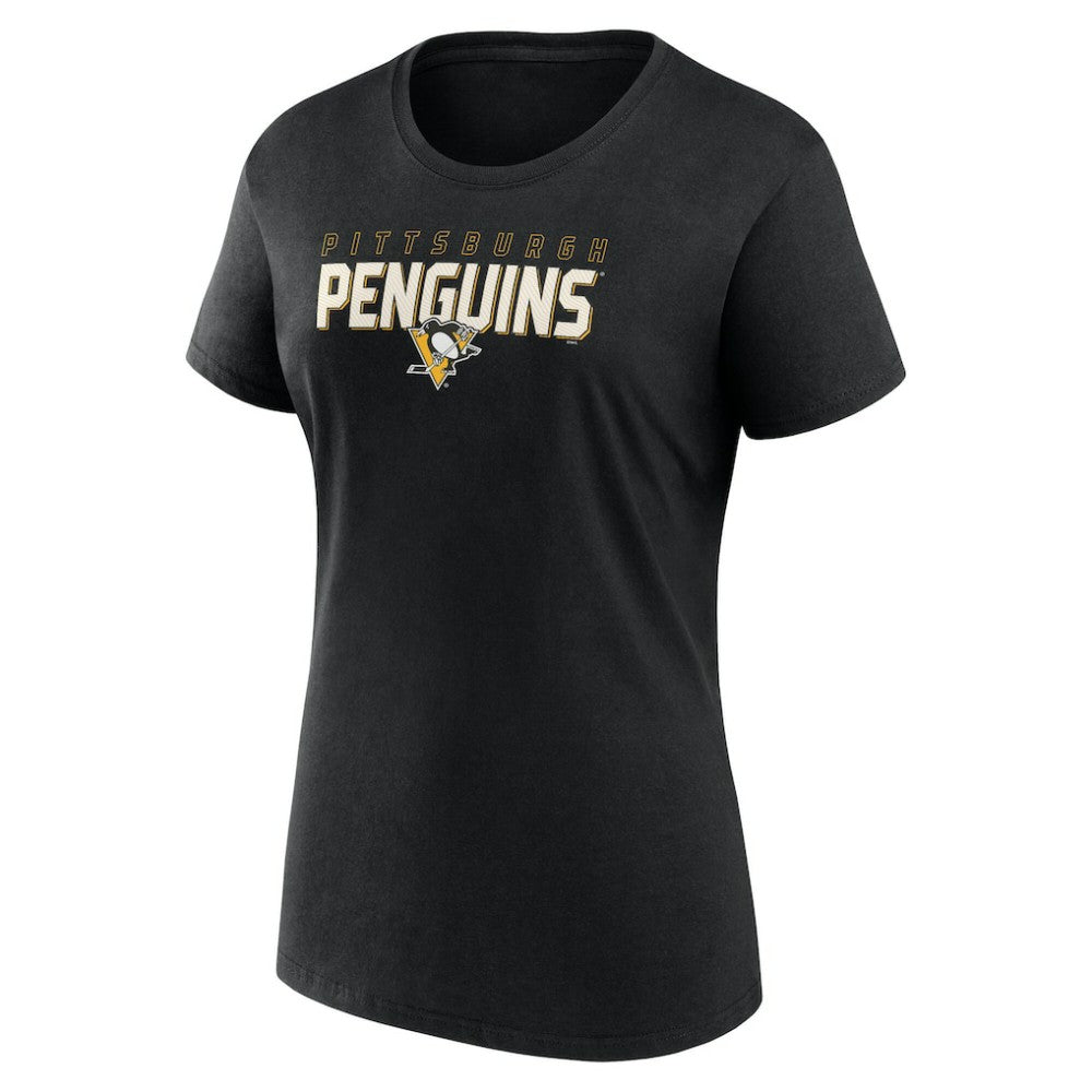 Pittsburgh Penguins Logo Athletic Women's Launch Scoop Neck T-Shirt - Black - NHL
