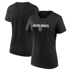 Vegas Golden Knights Logo Athletic Women's Launch Scoop Neck T-Shirt - Black - NHL