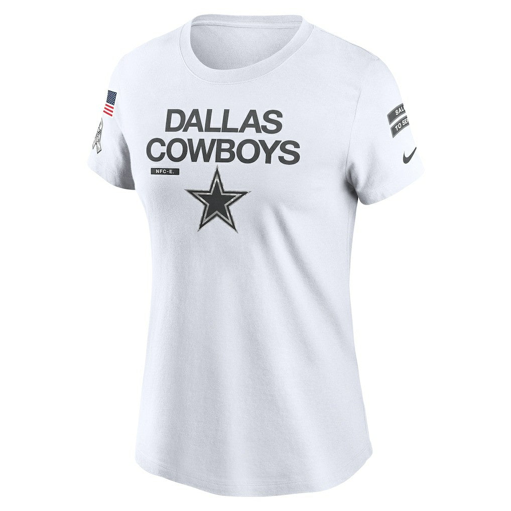 Dallas Cowboys Women's 2024 Salute To Service Legend Performance T-Shirt White | Nike for Sale
