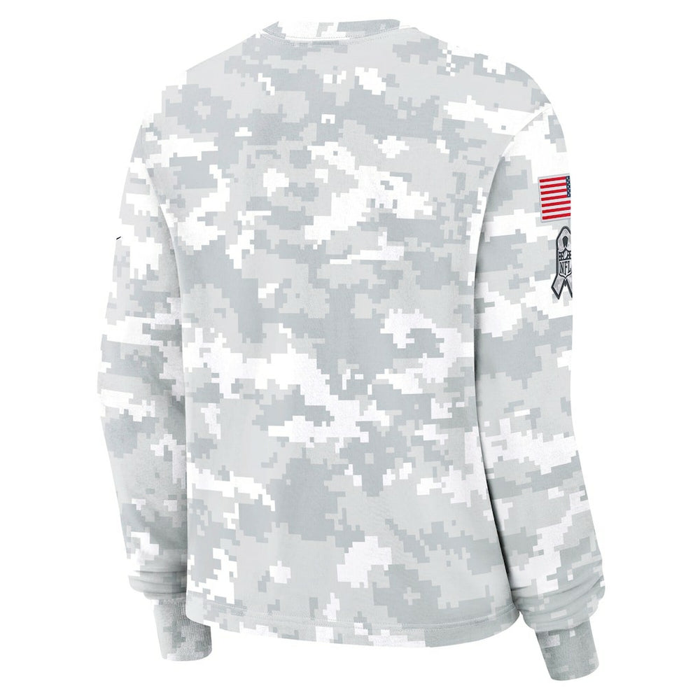 Cleveland Browns Women's 2024 Salute To Service Dri-FIT Long Sleeve T-Shirt Arctic Camo | Nike for Sale