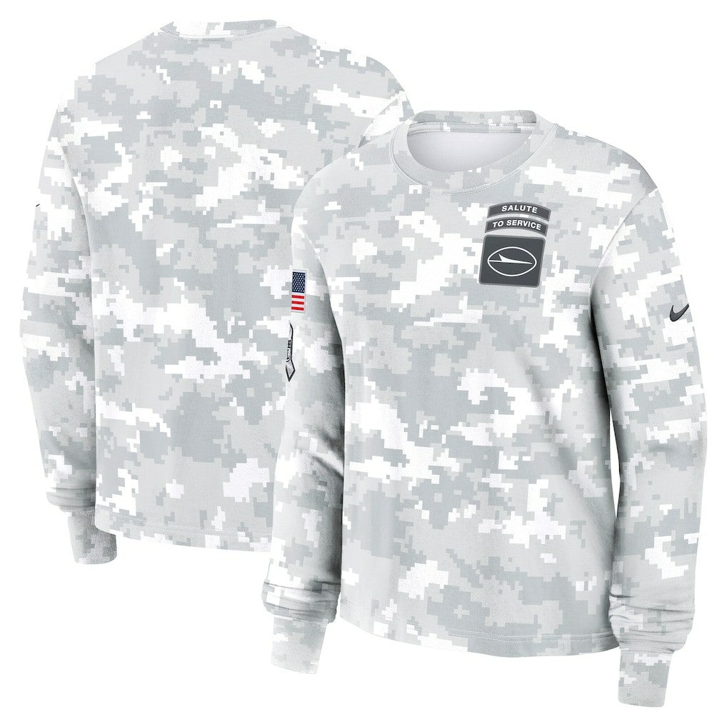 New York Jets Women's 2024 Salute To Service Dri-FIT Long Sleeve T-Shirt Arctic Camo | Nike for Sale
