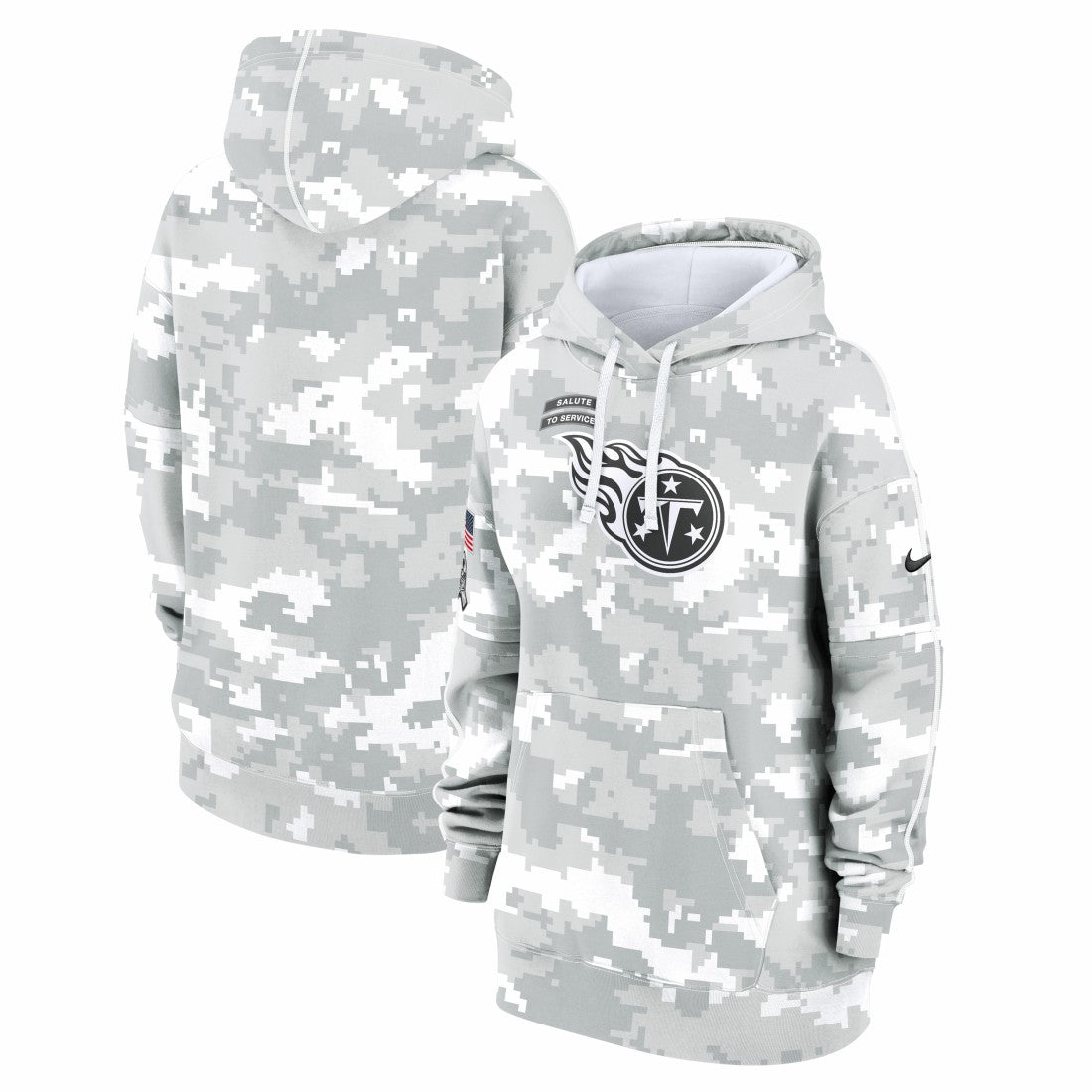 Tennessee Titans Women's 2024 Salute To Service Club Fleece Oversized Pullover Hoodie Arctic Camo | Nike for Sale