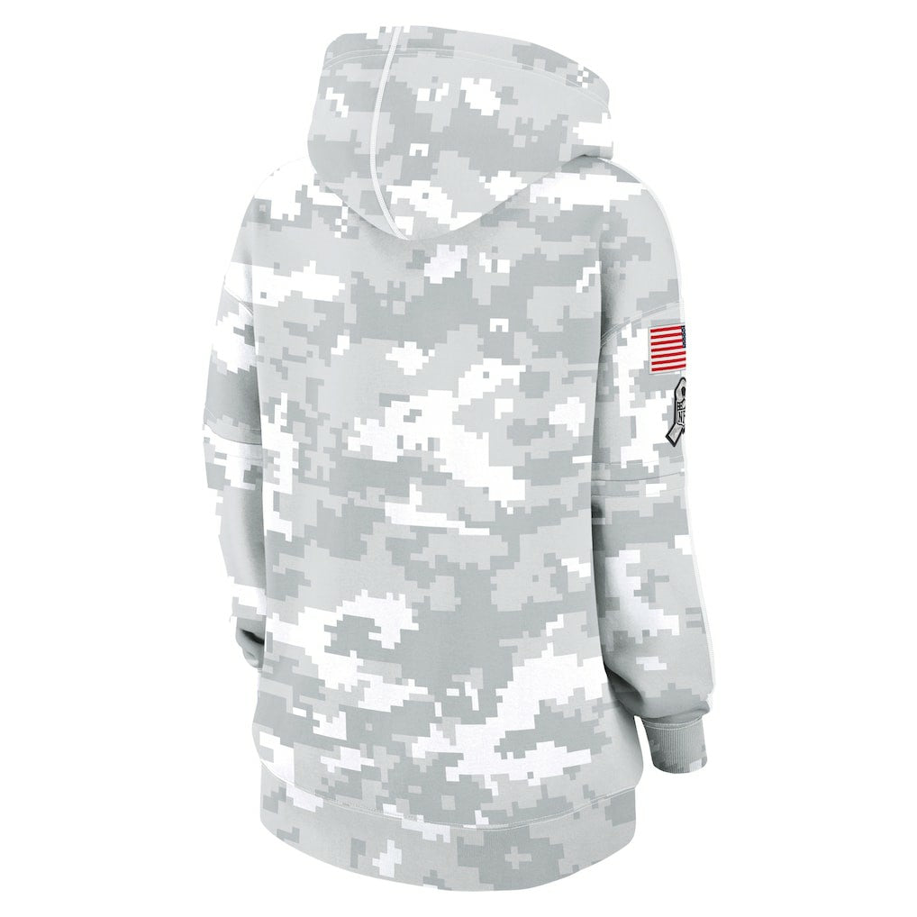 Cleveland Browns Women's 2024 Salute To Service Club Fleece Oversized Pullover Hoodie Arctic Camo | Nike for Sale