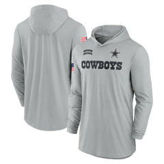 Dallas Cowboys 2024 Salute to Service Lightweight Dri-FIT Long Sleeve Hoodie T-Shirt Gray | Nike for Sale