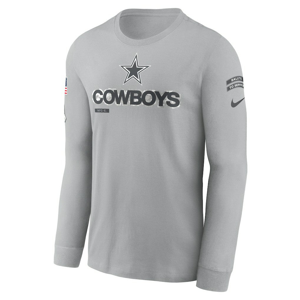 Dallas Cowboys 2024 Salute To Service Long Sleeve T-Shirt Gray | Nike for Sale